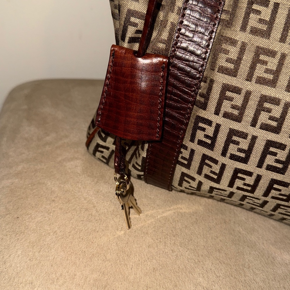 Fendi Beige and Dark Brown Monogram Tote - Picture 6 of 9
